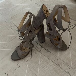 Sam Edelman suede taupe heels size 9.5. Worn once!